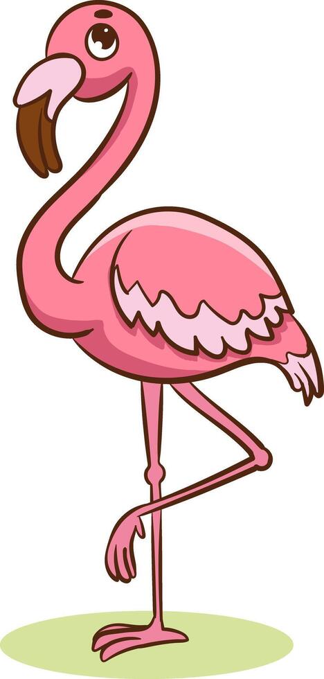 vetor ilustração do Rosa flamingo em pé em Está traseiro pernas