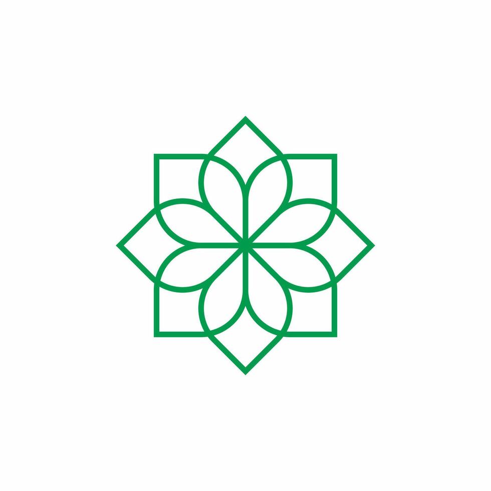 flor linha logotipo com verde cor vetor