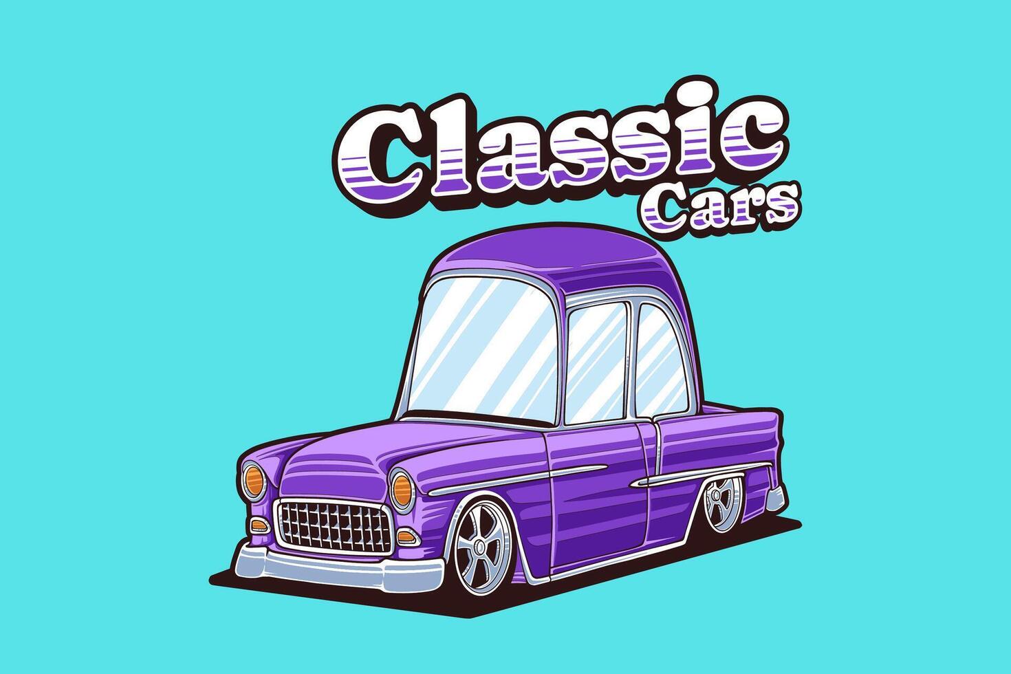 vintage clássico carro ilustração. retro carro com desenho animado estilo. transporte ilustração Projeto vetor