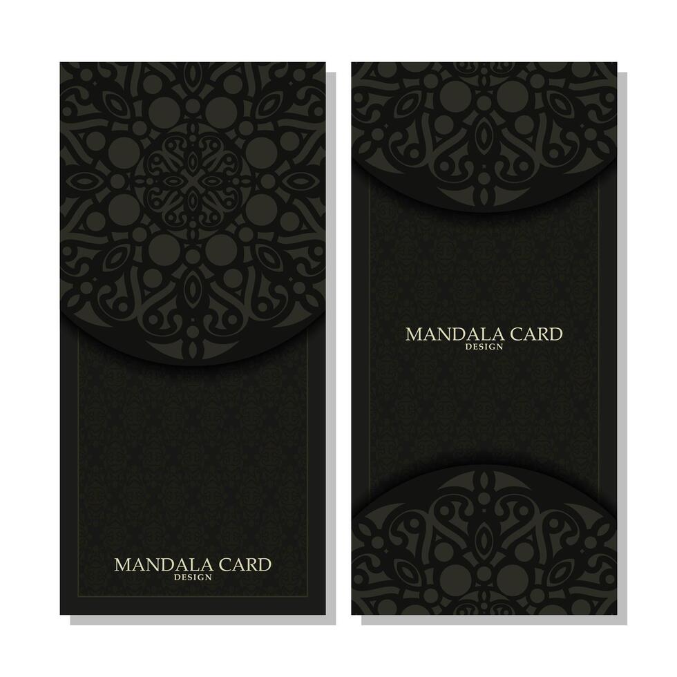 elegante Sombrio mandala cartão desenhos vetor