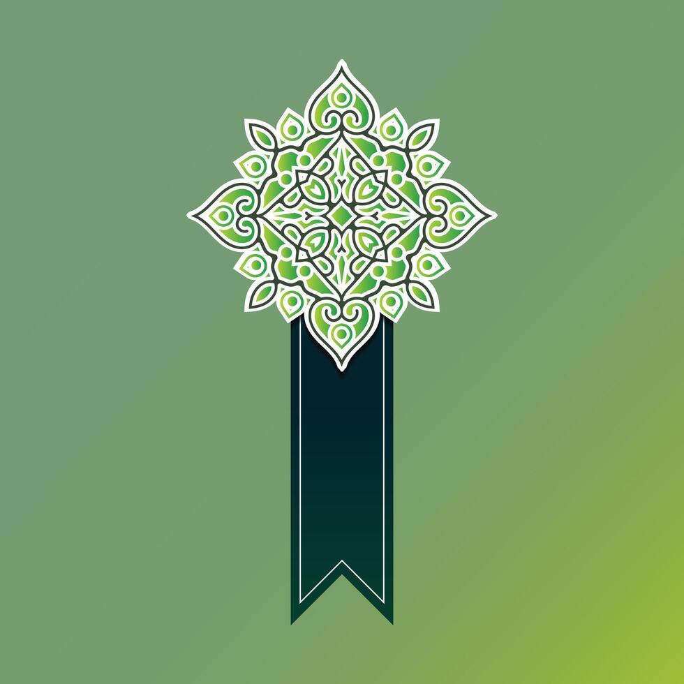 design de fita de mandala verde elegante vetor