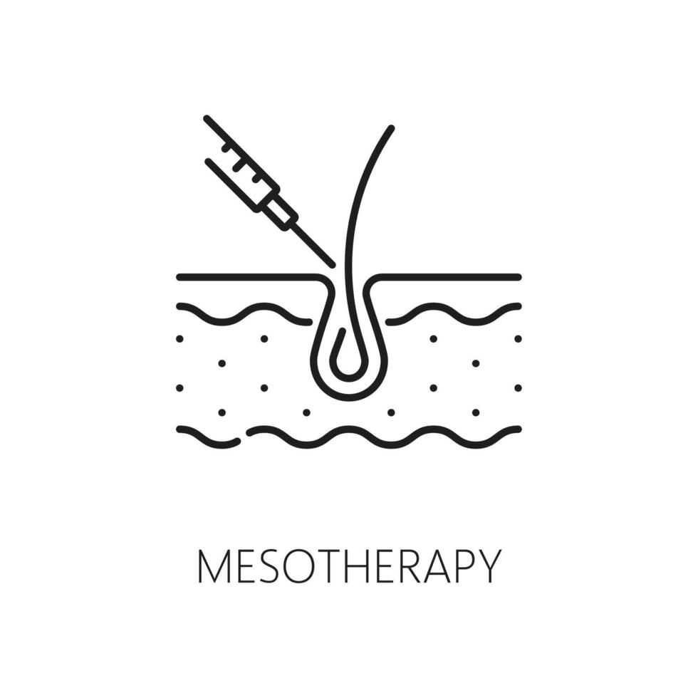 mesoterapia tratamento e cabelo Cuidado esboço ícone vetor