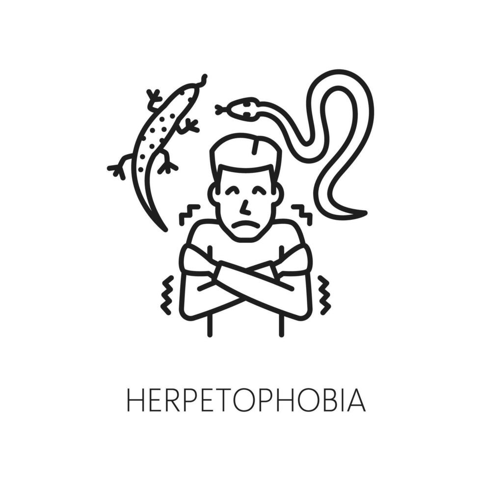 herpetofobia fobia, humano mental saúde ícone vetor