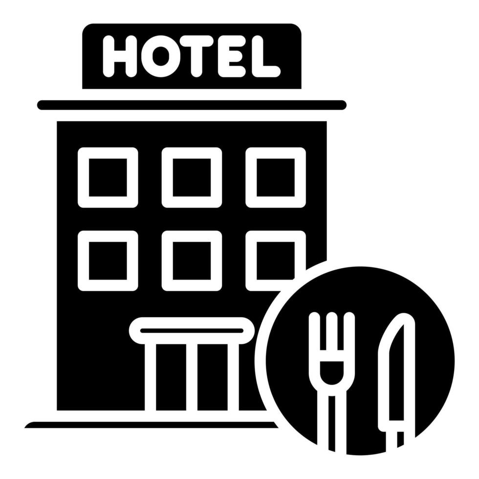 hotel restaurante ícone linha vetor ilustração