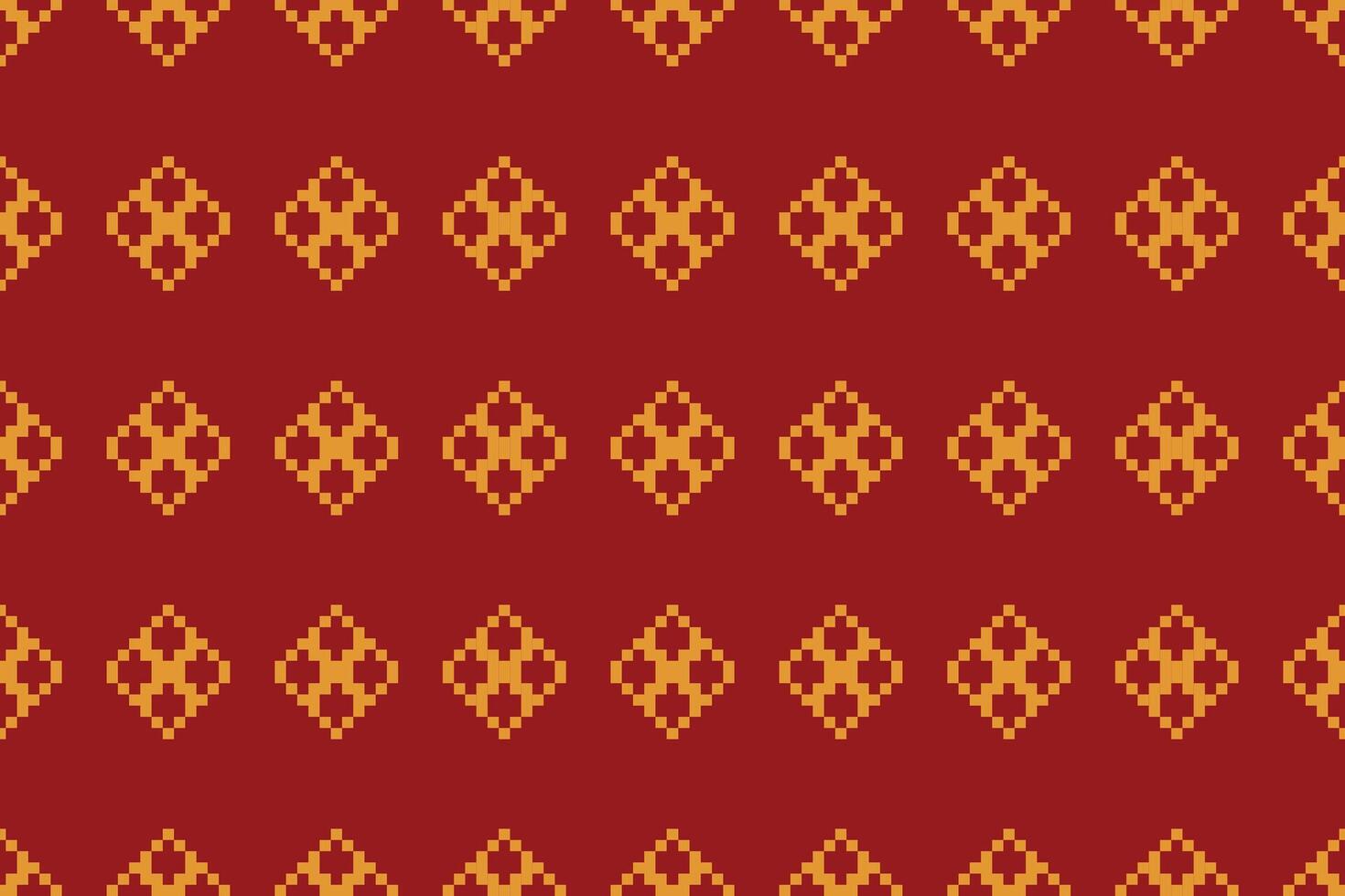 tradicional étnico motivos ikat geométrico tecido padronizar Cruz ponto.ikat bordado étnico oriental pixel vermelho fundo. resumo,vetor,ilustração. textura, natal, decoração, papel de parede. vetor