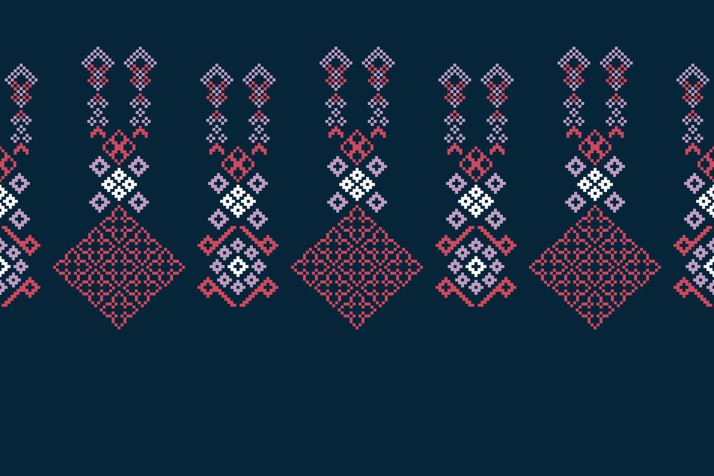 tradicional étnico motivos ikat geométrico tecido padronizar Cruz ponto.ikat bordado étnico oriental pixel marinha azul fundo. resumo,vetor,ilustração. textura, lenço, decoração, papel de parede. vetor