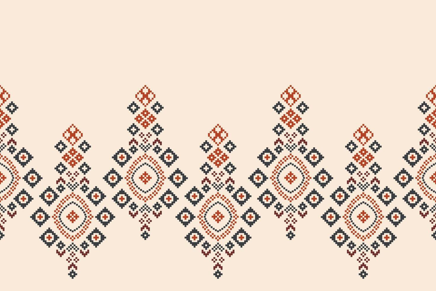 tradicional étnico motivos ikat geométrico tecido padronizar Cruz ponto.ikat bordado étnico oriental pixel Castanho creme fundo. resumo,vetor,ilustração. textura, lenço, decoração, papel de parede. vetor