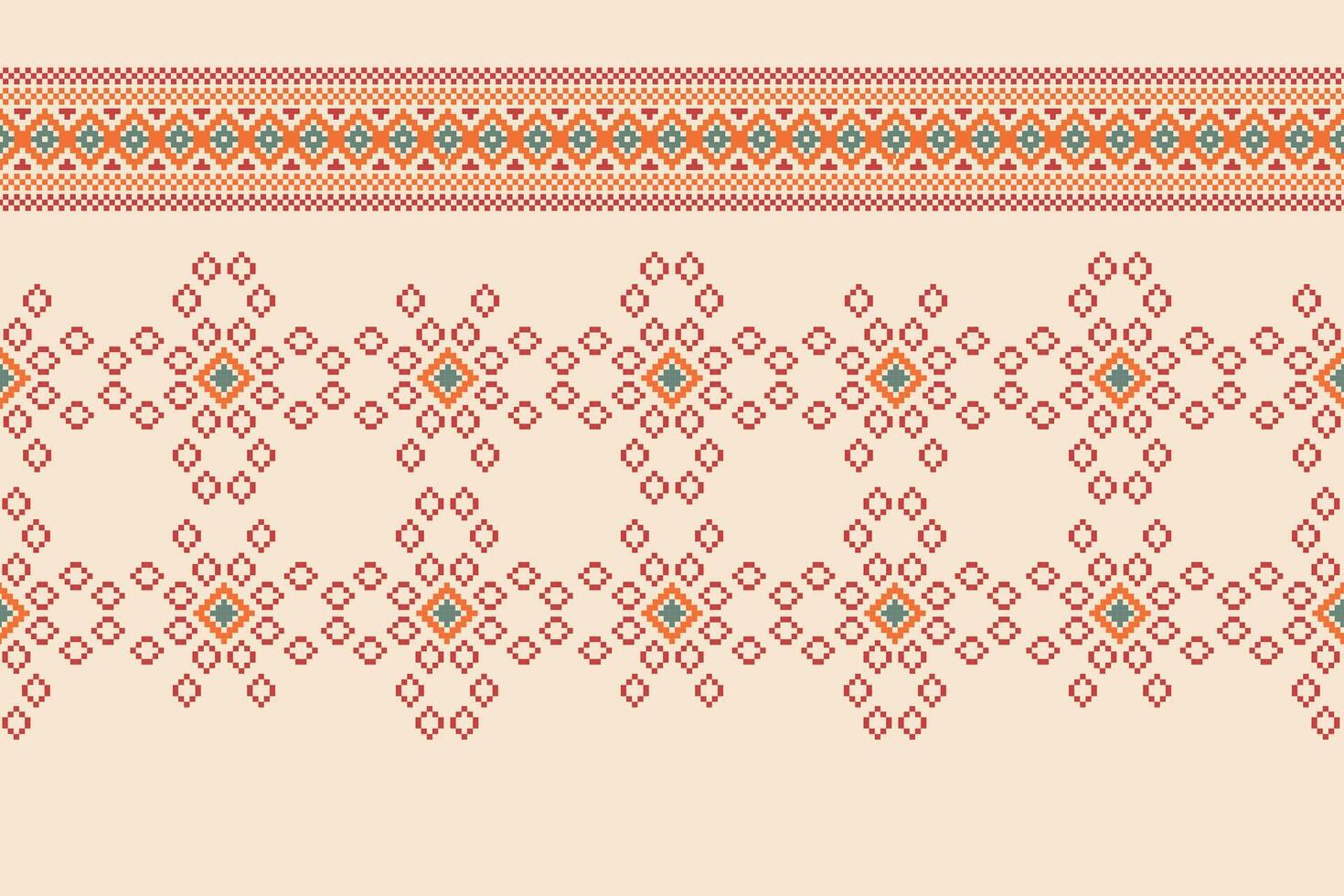 tradicional étnico motivos ikat geométrico tecido padronizar Cruz ponto.ikat bordado étnico oriental pixel Castanho creme fundo. resumo,vetor,ilustração. textura, lenço, decoração, papel de parede. vetor