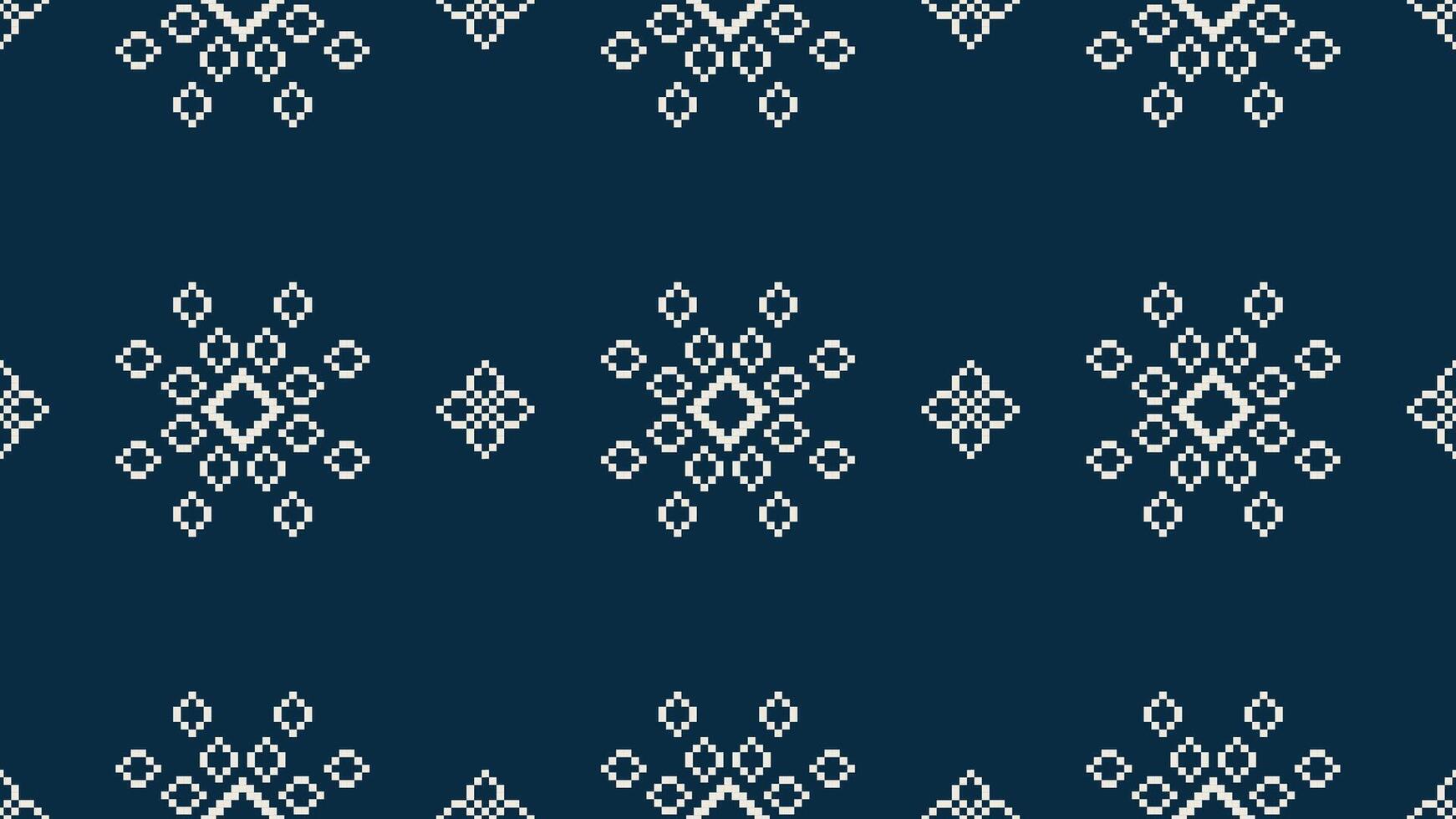 tradicional étnico motivos ikat geométrico tecido padronizar Cruz ponto.ikat bordado étnico oriental pixel marinha azul fundo. resumo,vetor,ilustração. textura, lenço, decoração, papel de parede. vetor