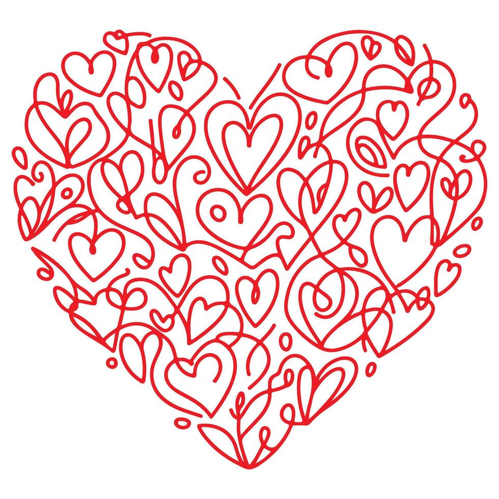 coração forma vermelho esboço ícone placa símbolo do amor elemento para decoração feliz feriado vetor ilustração