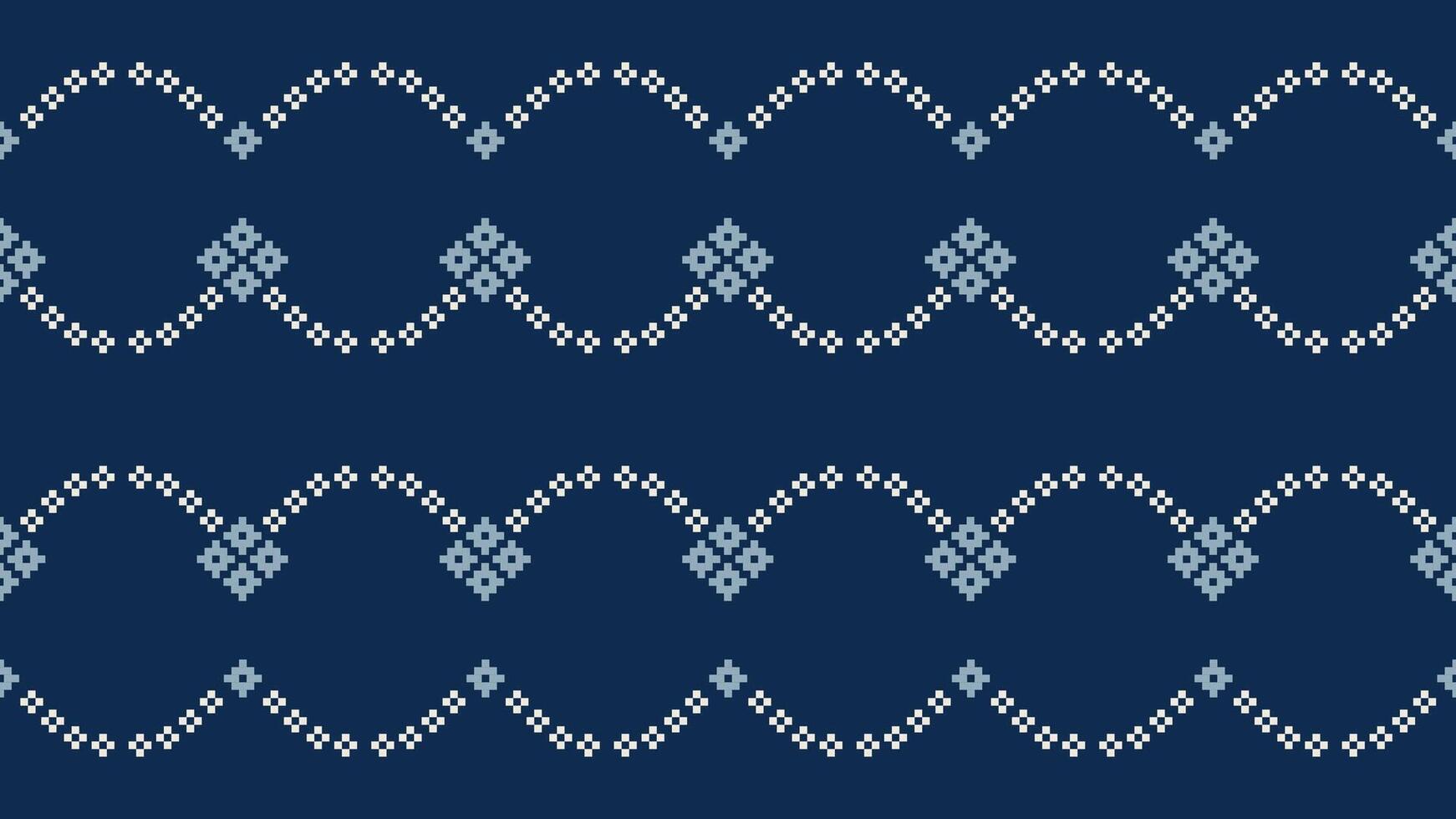 tradicional étnico motivos ikat geométrico tecido padronizar Cruz ponto.ikat bordado étnico oriental pixel marinha azul fundo. resumo,vetor,ilustração. textura, lenço, decoração, papel de parede. vetor