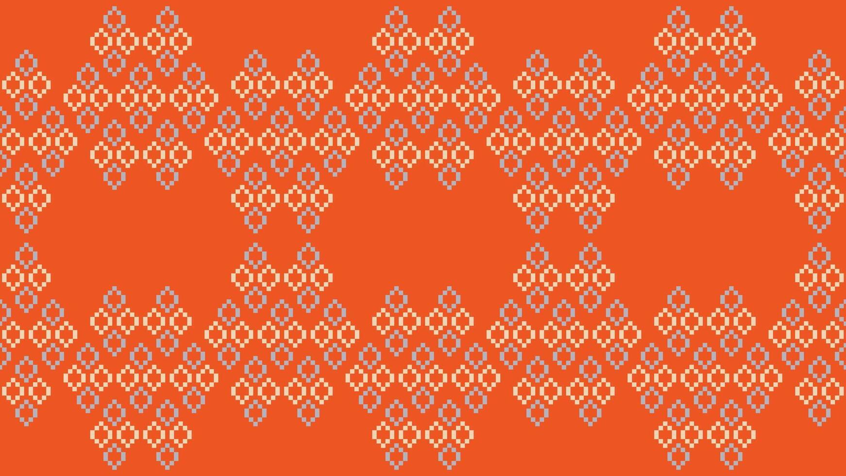 tradicional étnico motivos ikat geométrico tecido padronizar Cruz ponto.ikat bordado étnico oriental pixel laranja background.abstract, vetor, ilustração. textura, lenço, decoração, papel de parede. vetor