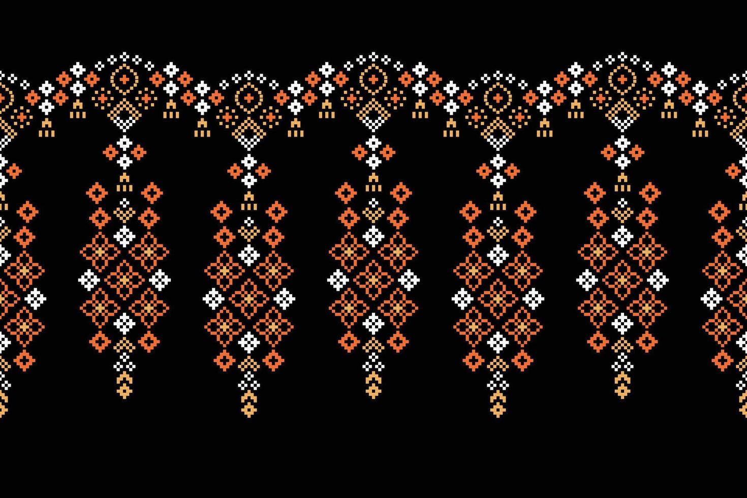 tradicional étnico motivos ikat geométrico tecido padronizar Cruz ponto.ikat bordado étnico oriental pixel Preto background.abstract, vetor, ilustração. textura, lenço, decoração, papel de parede. vetor