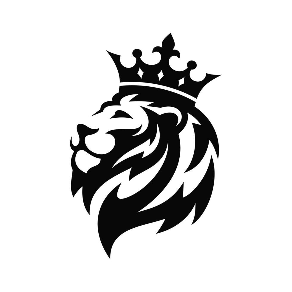 símbolos reais da coroa do leão do rei. logotipo animal leo ouro elegante. ícone de identidade de marca de luxo premium. ilustração vetorial. vetor