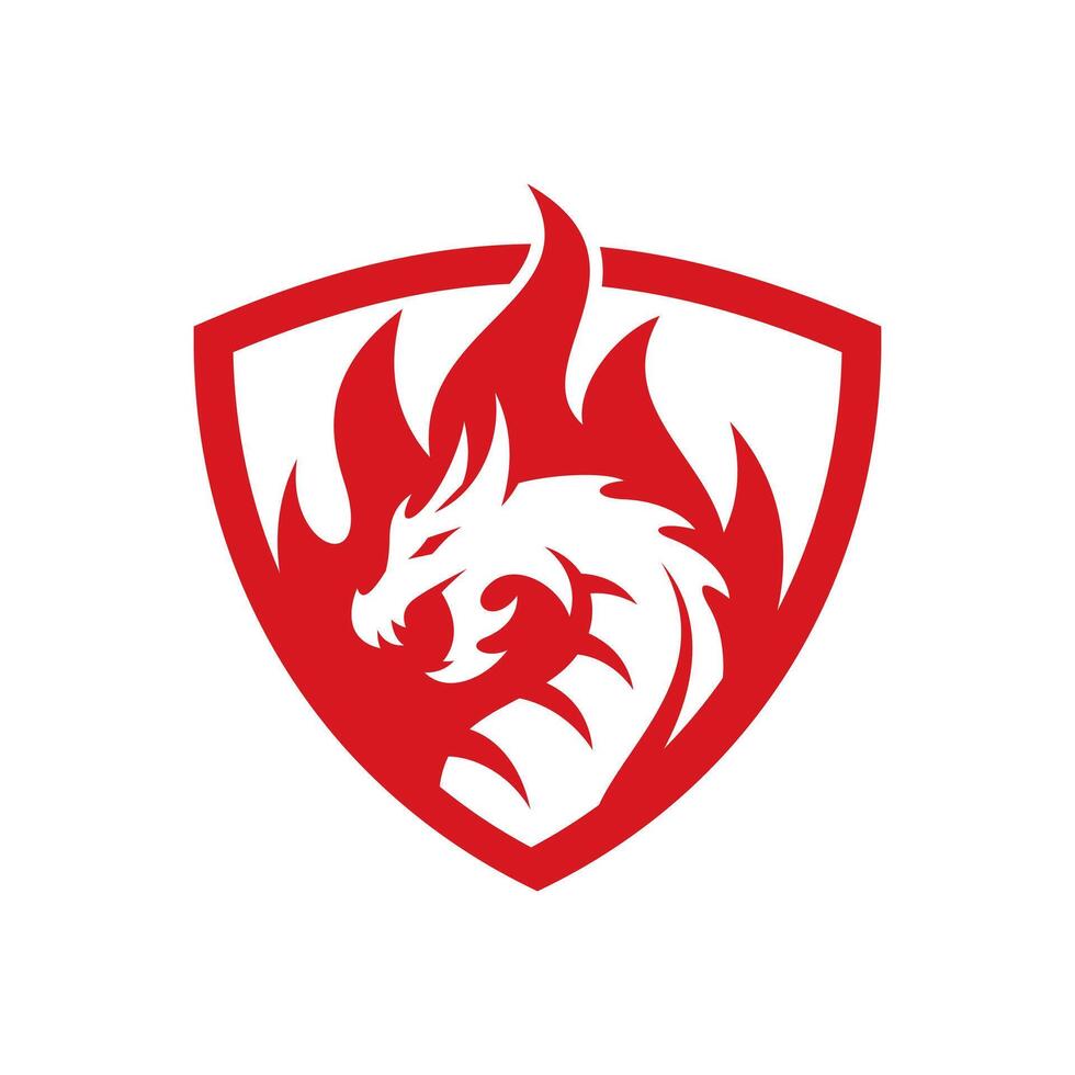 abstrato Dragão face cabeça e fogo, chama logotipo vetor ícone com moderno gradiente estilo