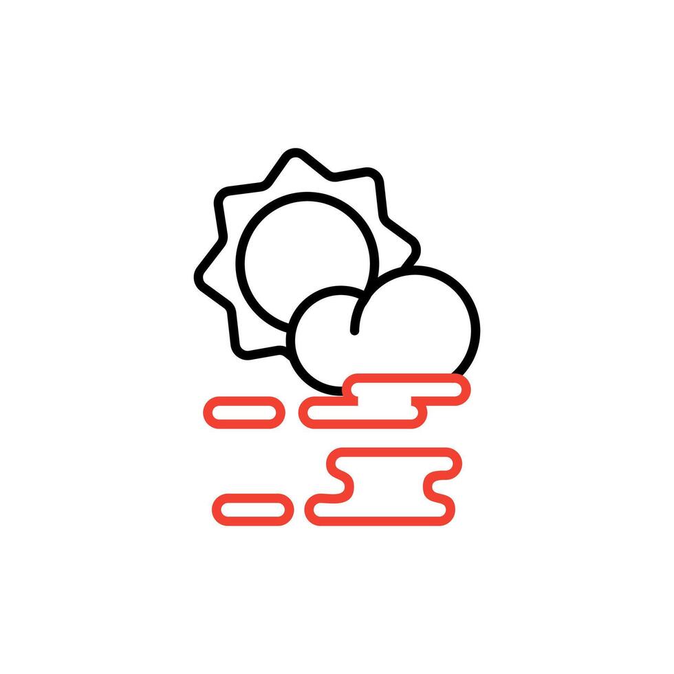 ícone nuvens e névoa, enevoado, clima, nublado, Sol. editável isolado branco fundo. vetor