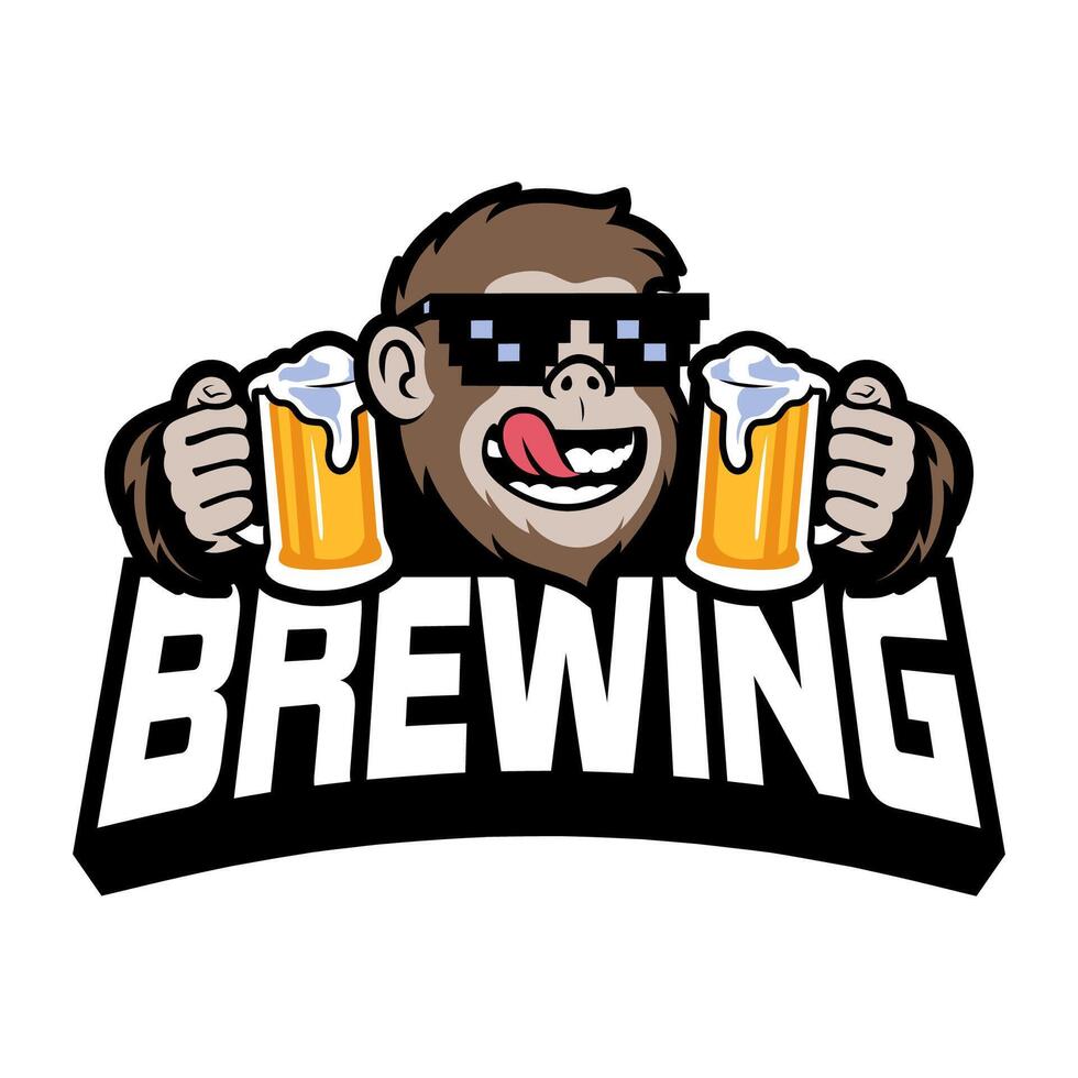 macaco bebendo Cerveja vetor ilustração