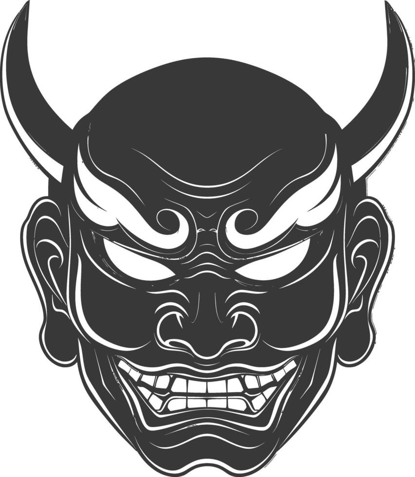 ai gerado silhueta japonês tradicional mascarar hannya mascarar Preto cor só vetor