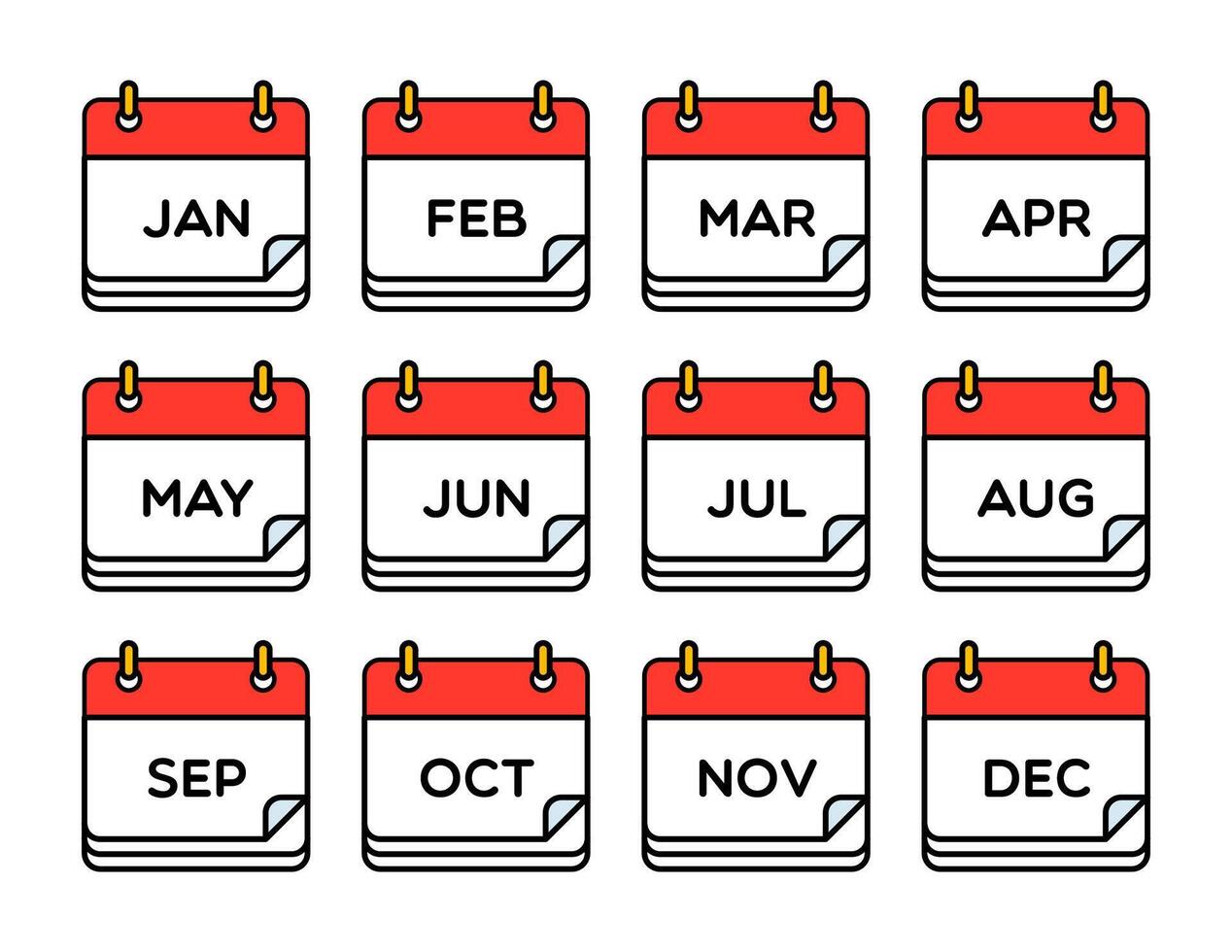vetor calendário meses ilustração