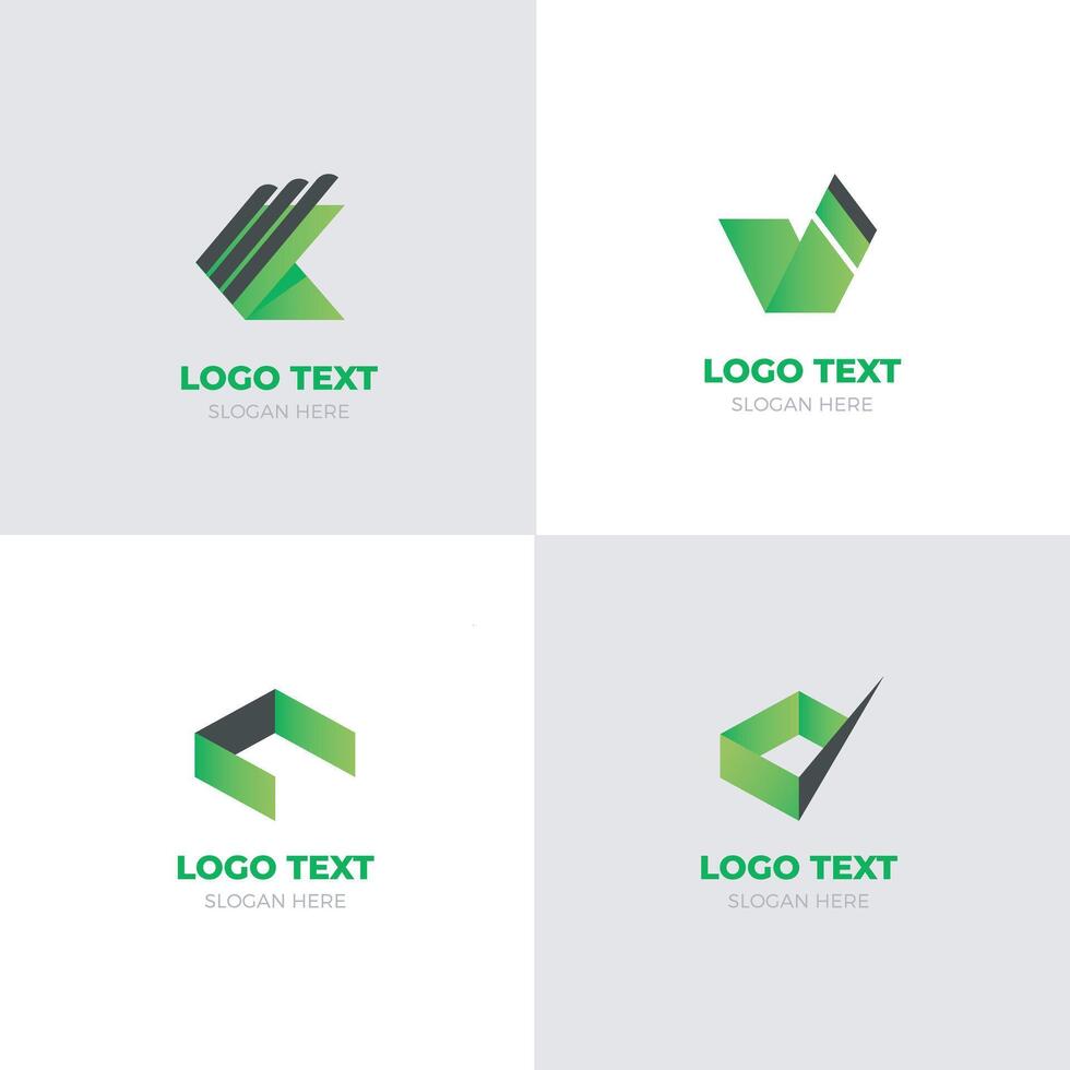 vetor criativo verde mínimo logotipo conjunto
