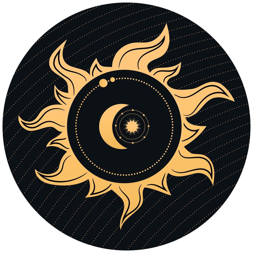 abstrato celestial emblema com uma sol, crescente e estrela. vetor ilustração