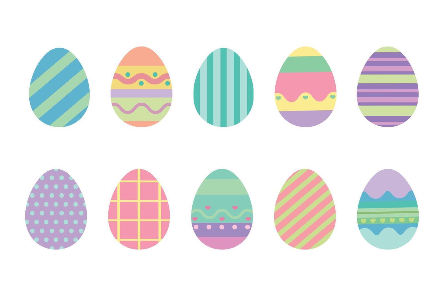 conjunto do colori Páscoa ovos ícones. Páscoa decorativo elementos com diferente padrões. vetor ilustração
