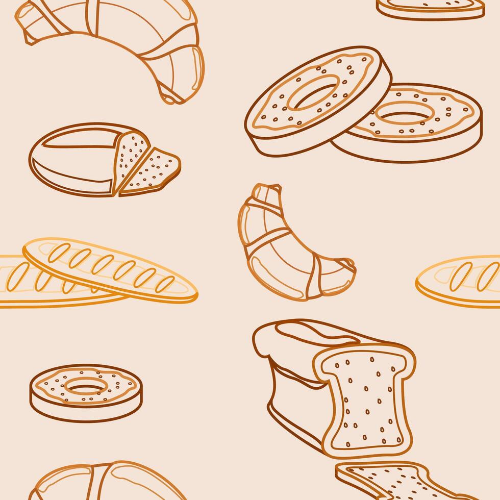 editável vetor do esboço estilo sortido pães ilustração ícones desatado padronizar para criando fundo e decorativo elemento do Comida relacionado Projeto