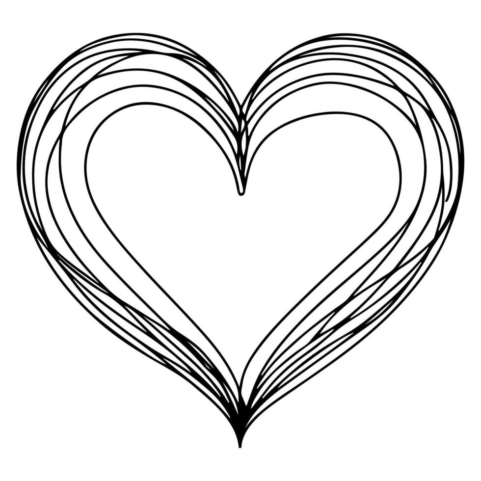 coração forma Preto esboço ícone placa símbolo do amor elemento para decoração feliz feriado vetor iluatração