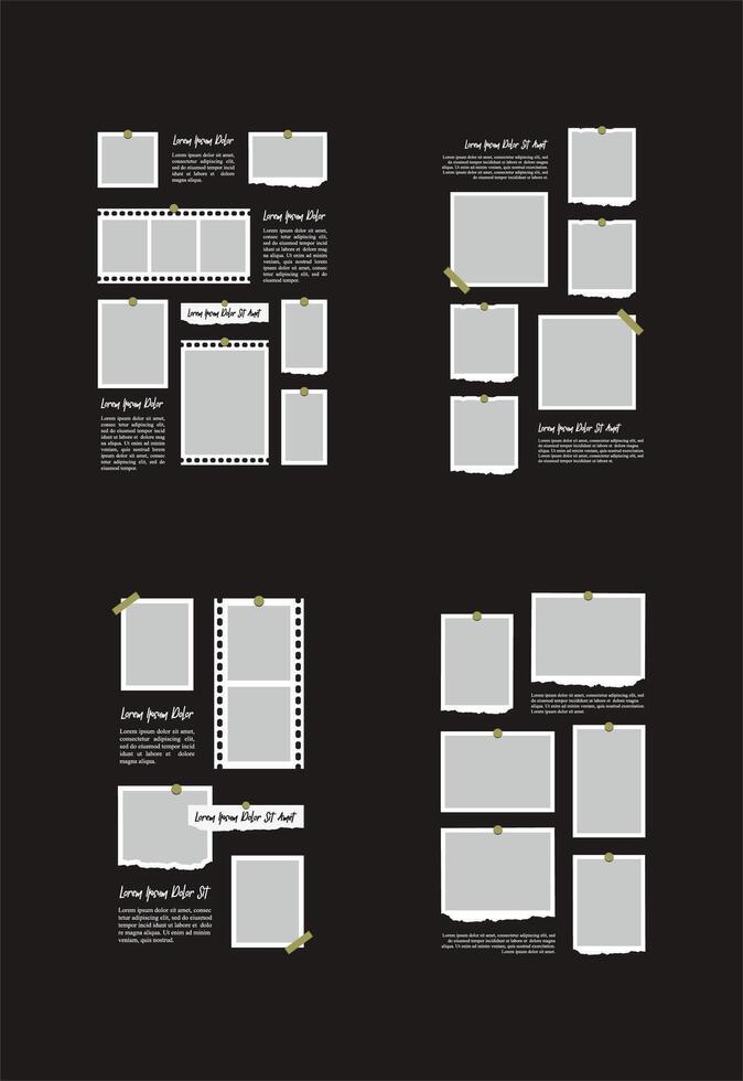 As fotos ou fotos quadro, Armação colagem abstrato foto quadros e digital foto parede modelo vetor