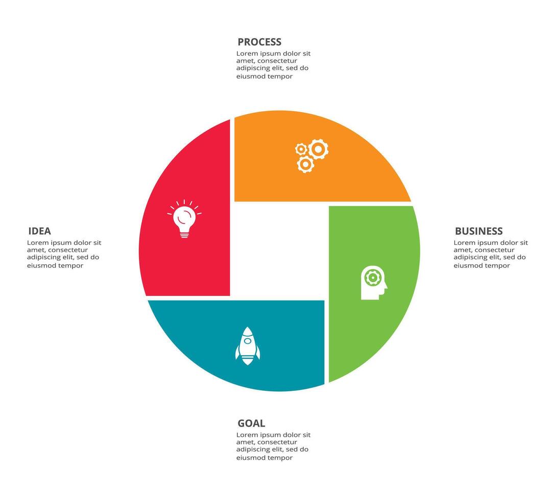 criativo conceito para infográfico com 4 passos, opções, partes ou processos. o negócio dados visualização. vetor