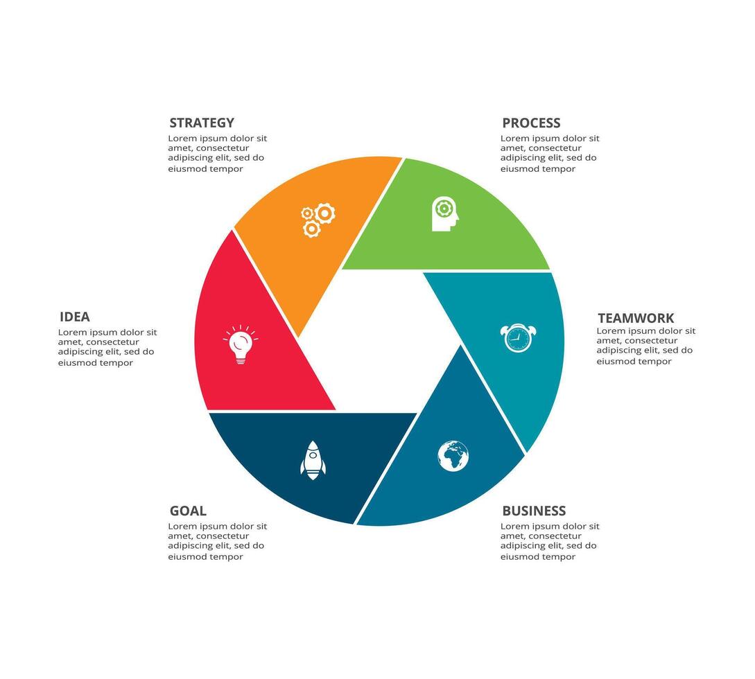 criativo conceito para infográfico com 6 passos, opções, partes ou processos. o negócio dados visualização. vetor