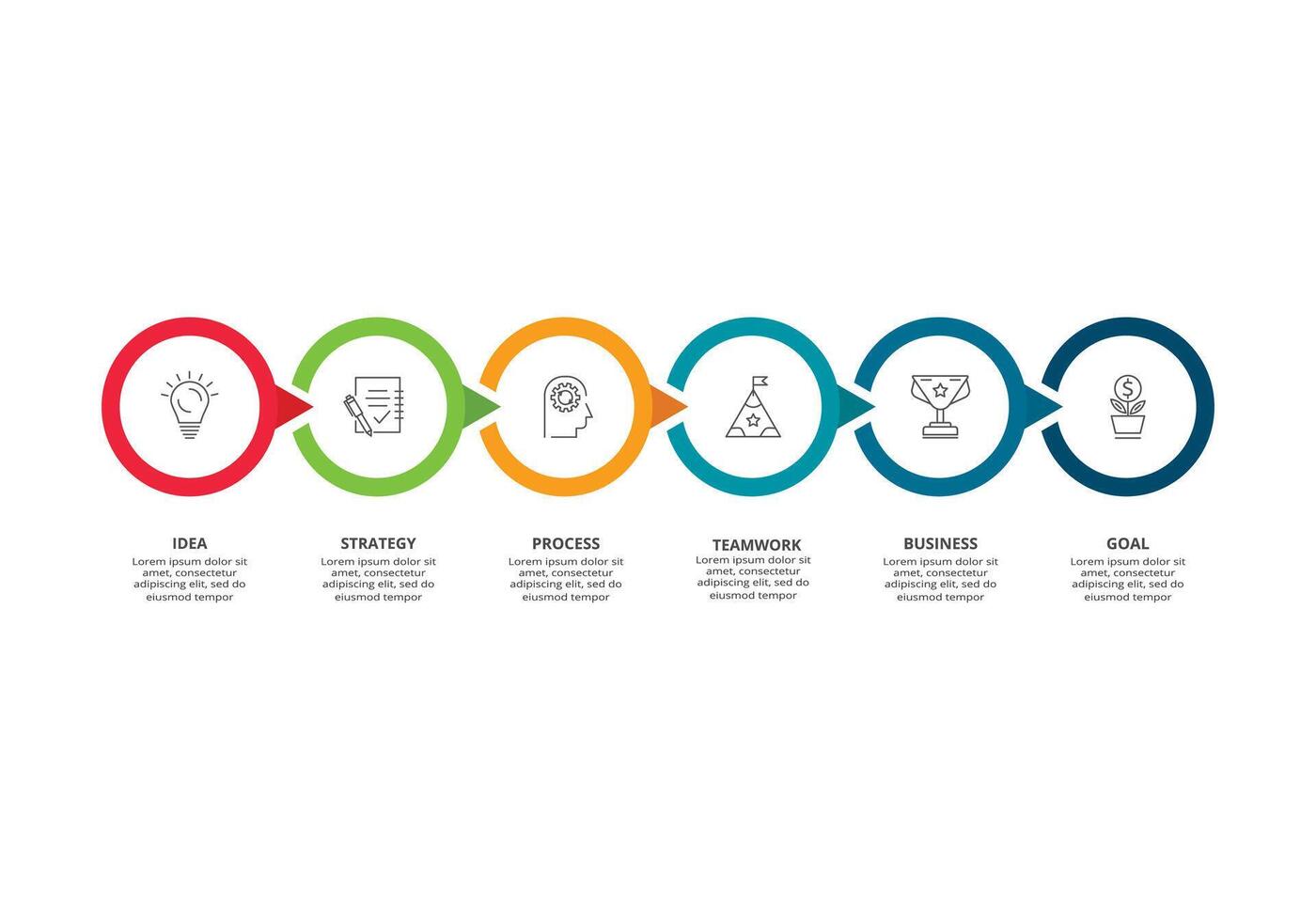 criativo conceito para infográfico com 6 passos, opções, partes ou processos. o negócio dados visualização. vetor