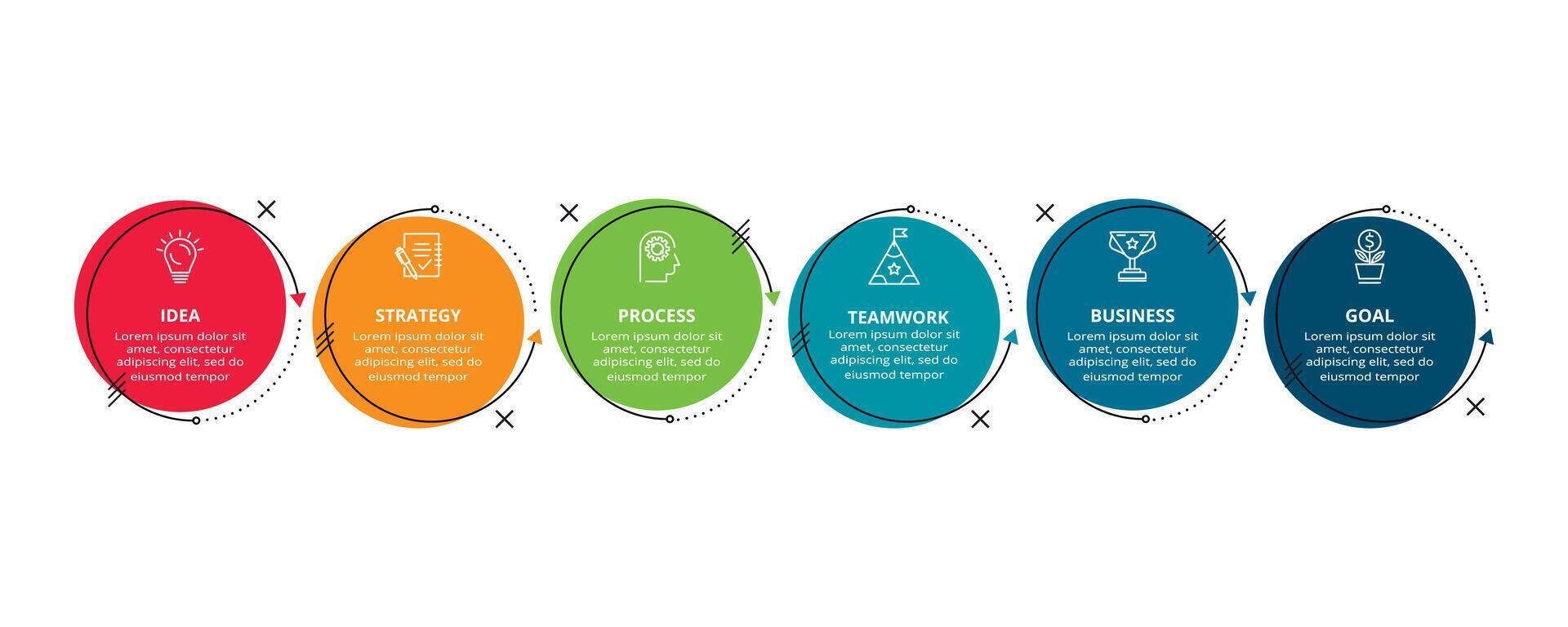 criativo conceito para infográfico com 6 passos, opções, partes ou processos. o negócio dados visualização. vetor