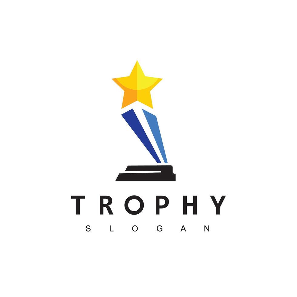 modelo de logotipo de troféu vencedor, ícone de prêmio de liderança e competição vetor