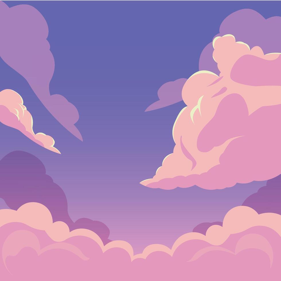 céu fundo cheio do nuvens, ilustrador desenhando vetor