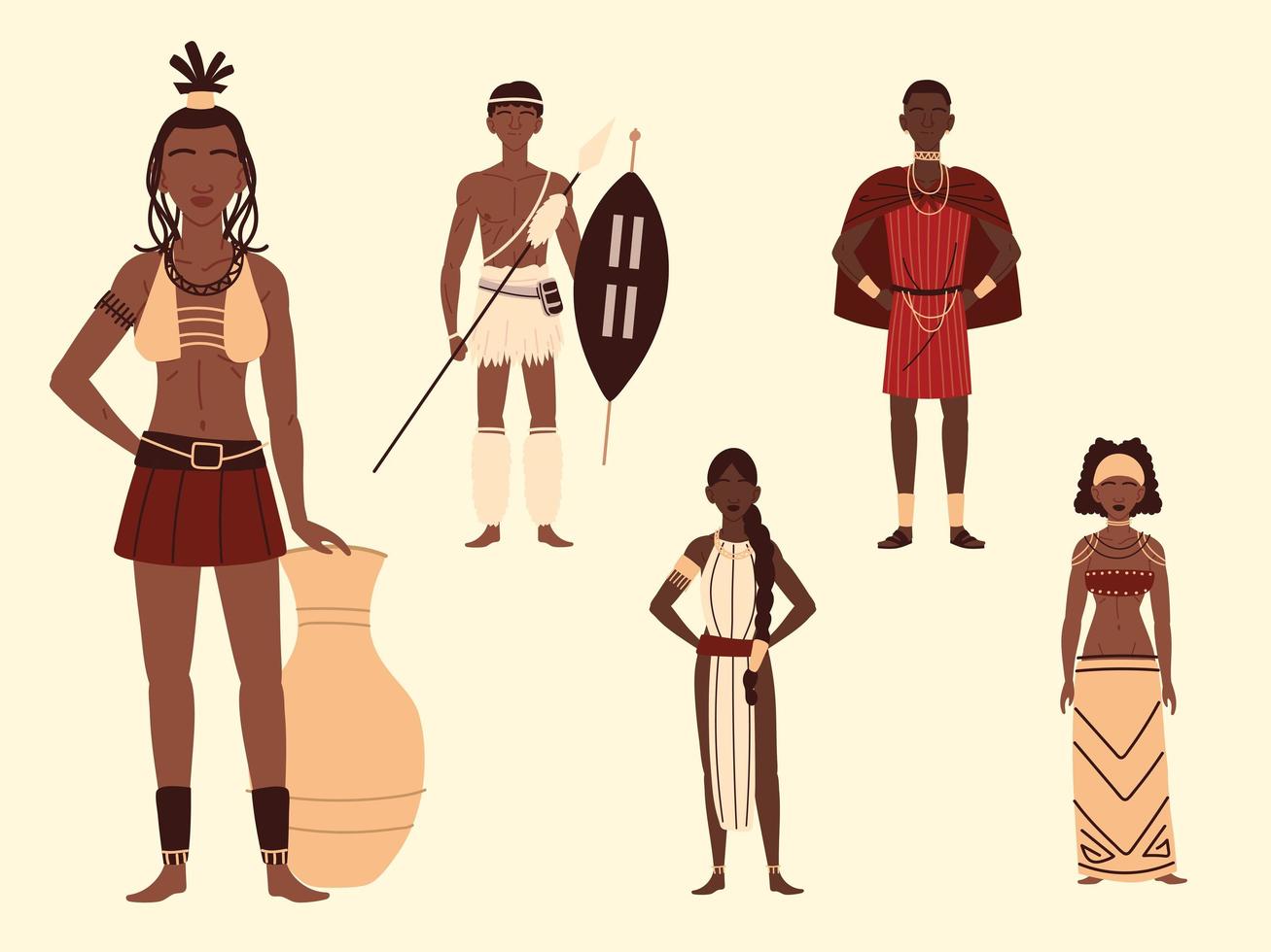 personagens do povo africano vetor