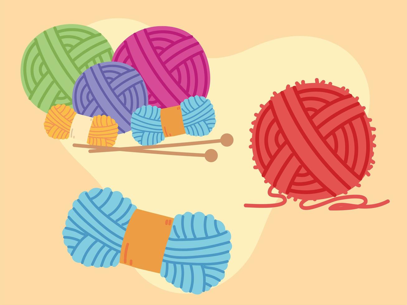 conjunto bolas de lã de tricô vetor