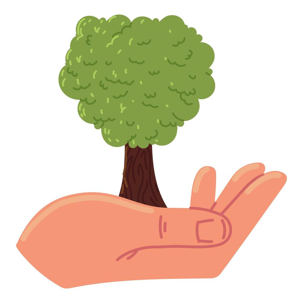 mão segura árvore vetor