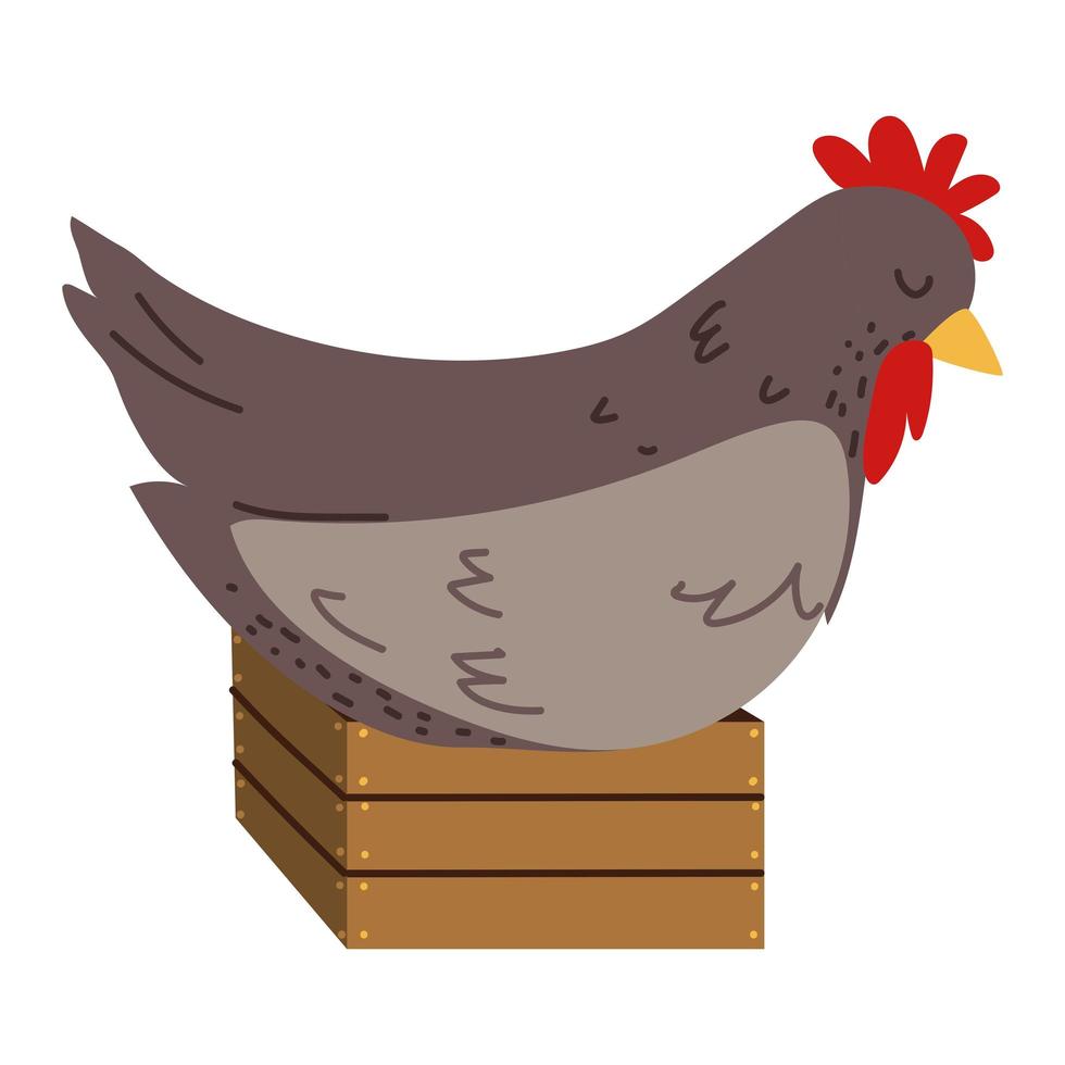 galinha em cima de uma cesta vetor