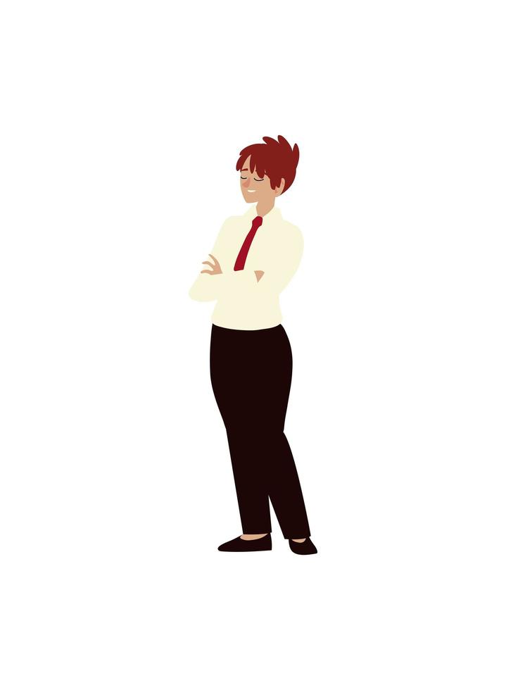 Mulher de negócios personagem feminina com gravata em fundo branco vetor