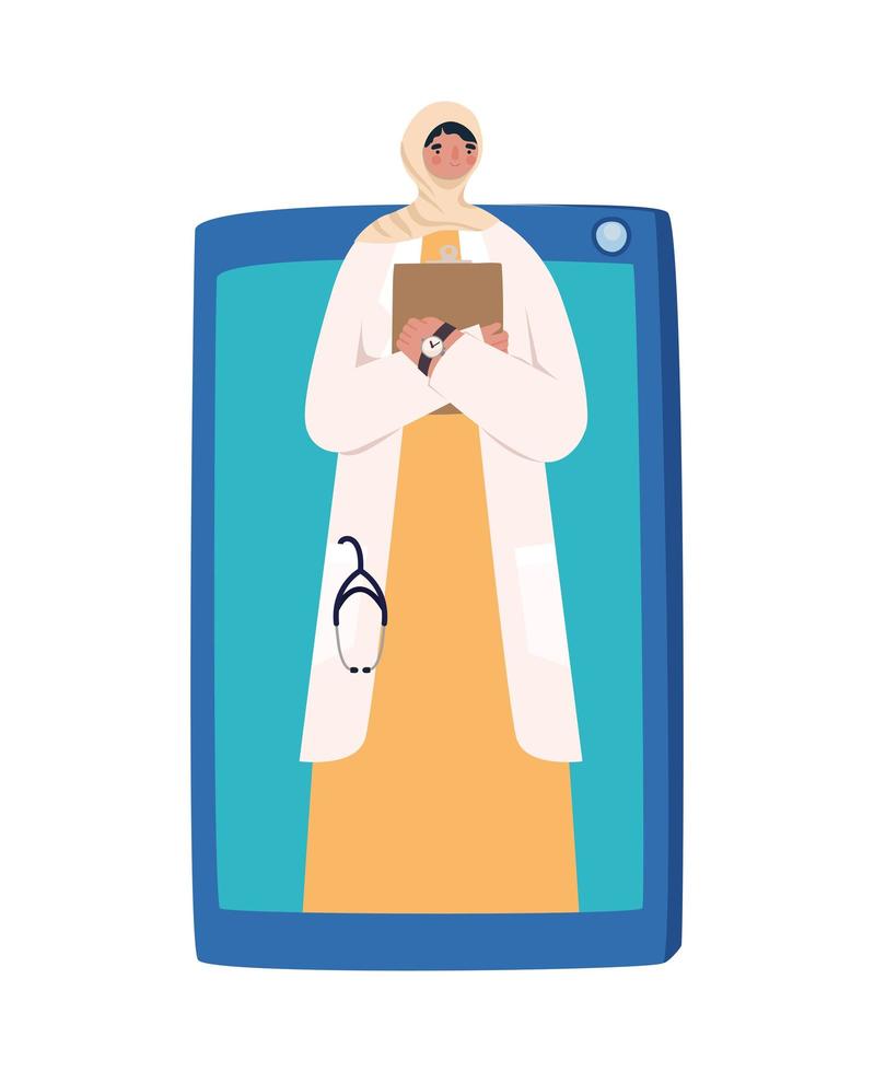 médica mulher árabe virtual vetor