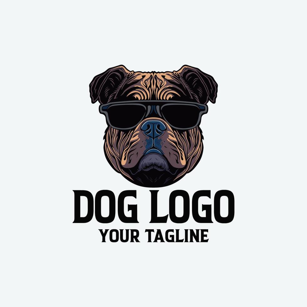 vetor logotipo vintage cachorro cabeça