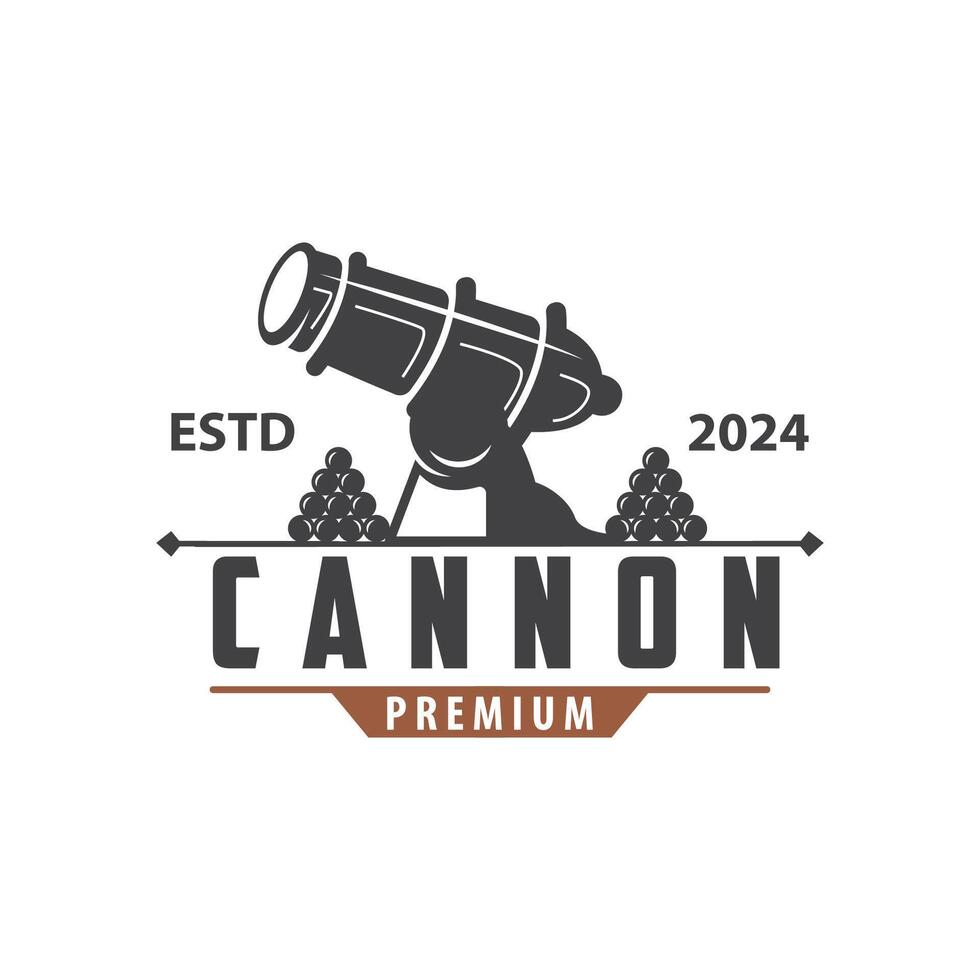 canhão logotipo, elegante simples Projeto retro vintage estilo, guerra artilharia vetor, ilustração símbolo ícone vetor