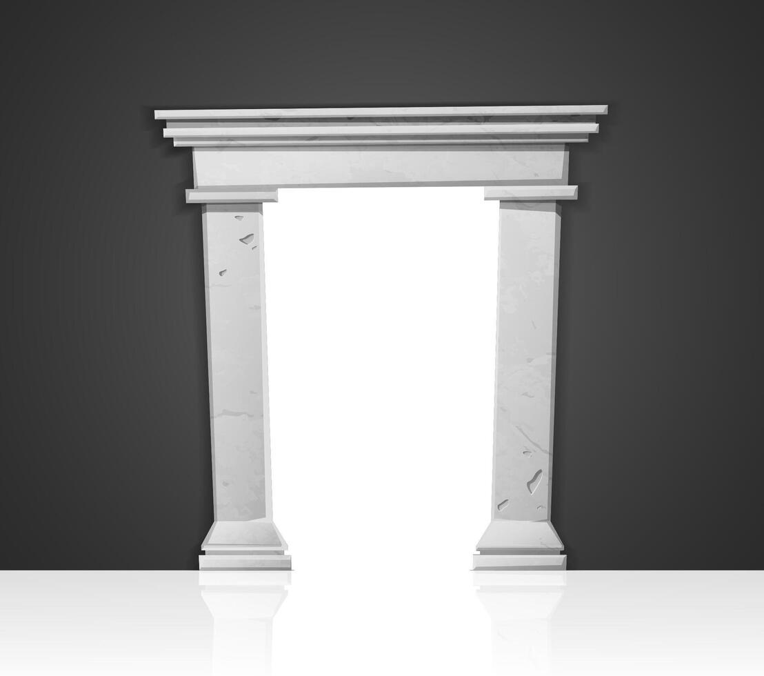 quadrado branco pedra Antiguidade grego arco portal em cinzento muro. vetor