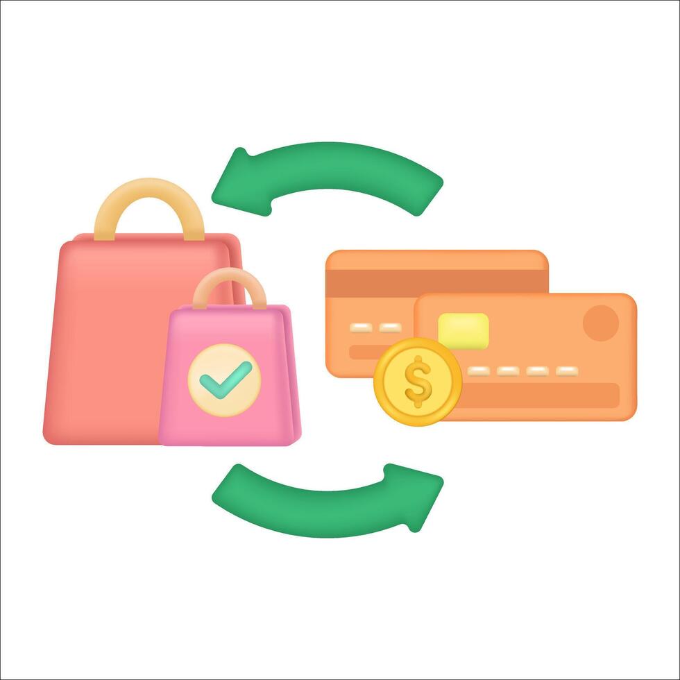 conectados compras pagamento. compras saco e crédito cartão elemento vetor