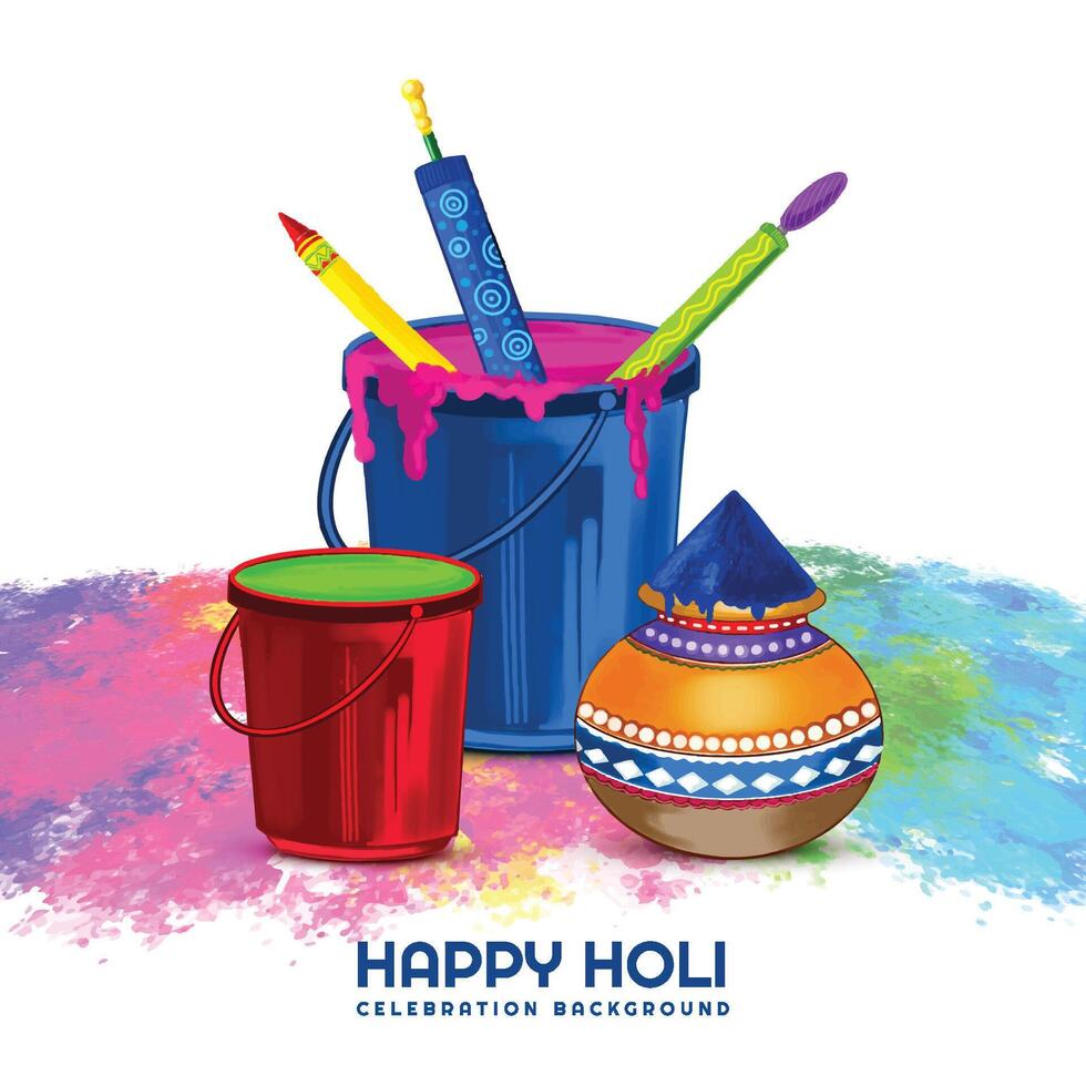 feliz holi indiano festival colorida celebração cartão fundo vetor