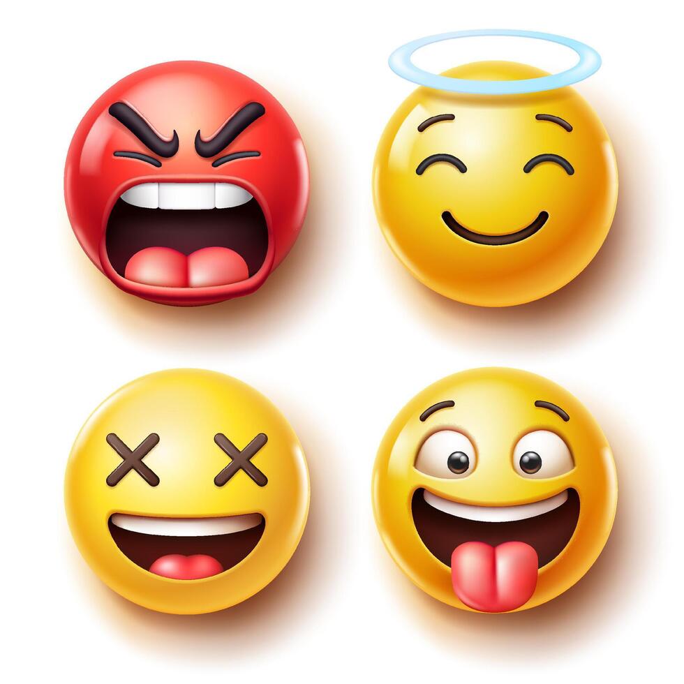 emoji emoticons símbolos ícones cor definir. vetor