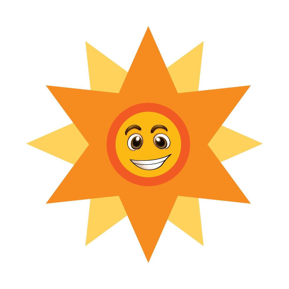 geométrico sorridente Sol ícone vetor