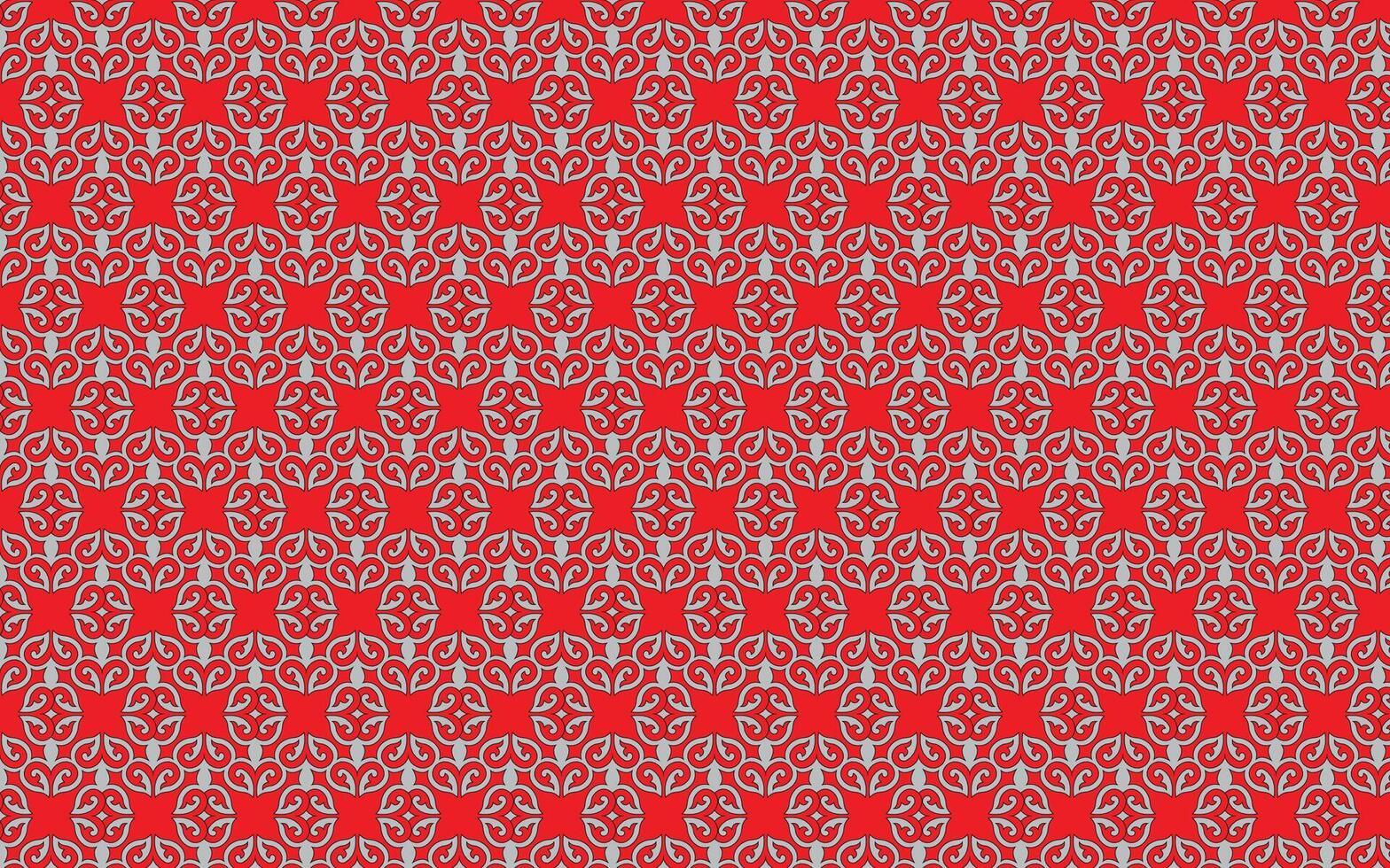 fundo vermelho e branco desatado padronizar decorativo vintage floral Projeto vetor