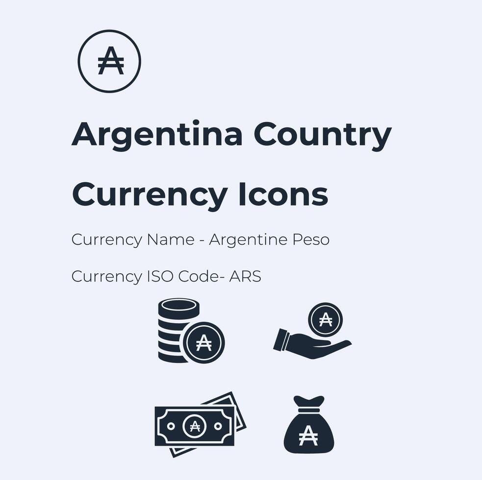 Argentina país moeda ícone conjunto vetor